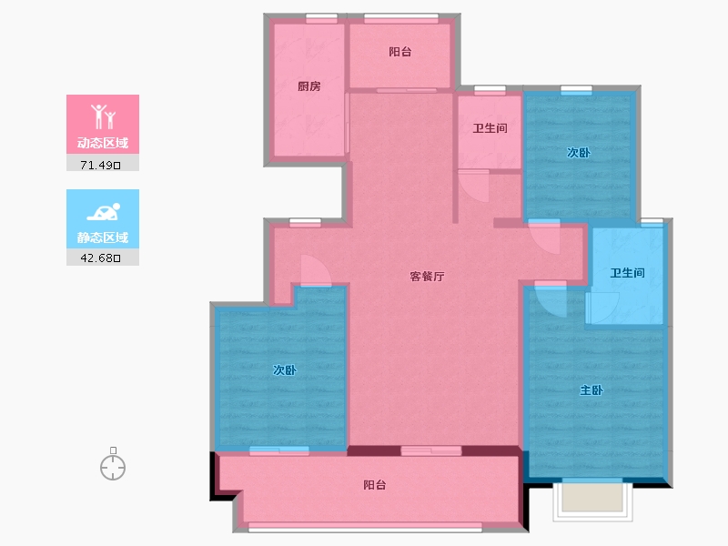 山东省-临沂市-元沃·御景苑-102.74-户型库-动静分区