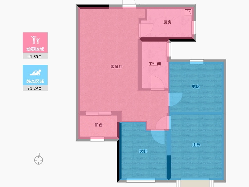 湖南省-长沙市-龙湖紫宸-64.44-户型库-动静分区