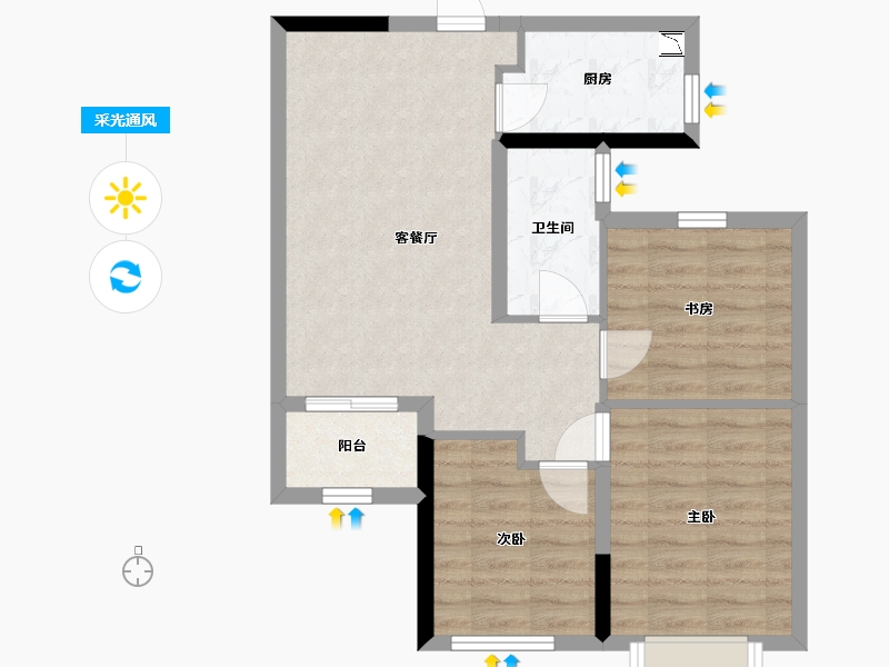 湖南省-长沙市-龙湖紫宸-64.44-户型库-采光通风