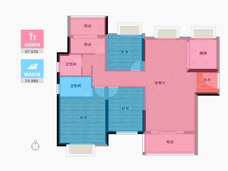 湖南省-长沙市-梅溪湖•金茂悦-96.57-户型库-动静分区