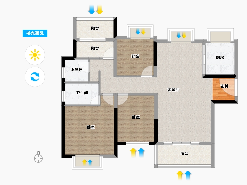 湖南省-长沙市-梅溪湖•金茂悦-96.57-户型库-采光通风