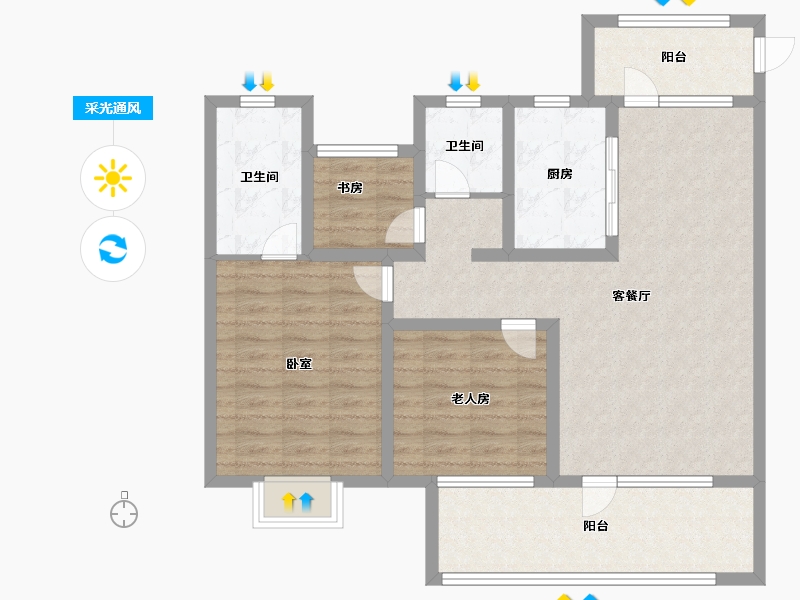 山东省-济宁市-保利城-92.99-户型库-采光通风