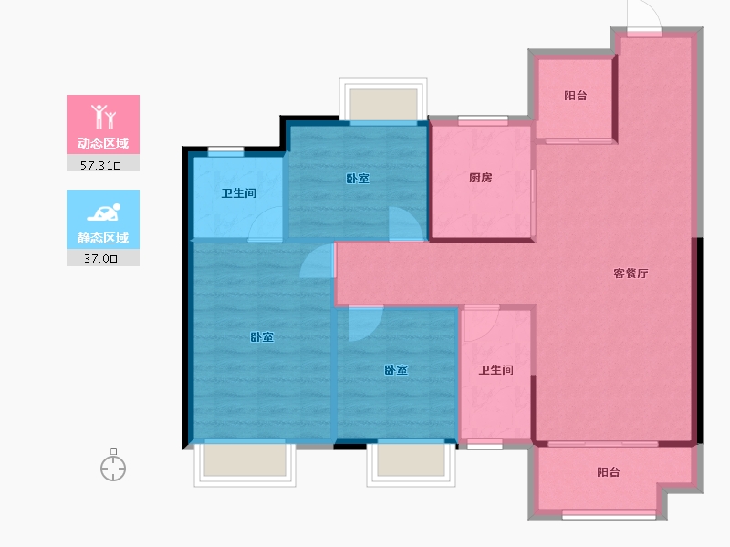 湖南省-株洲市-美的·铂悦府-85.99-户型库-动静分区