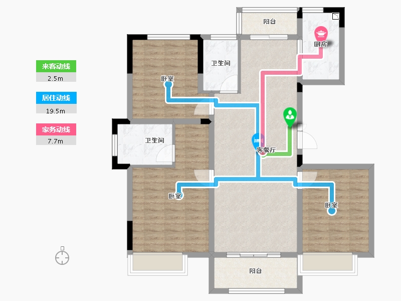 湖北省-咸宁市-恒基·国宾府-105.00-户型库-动静线