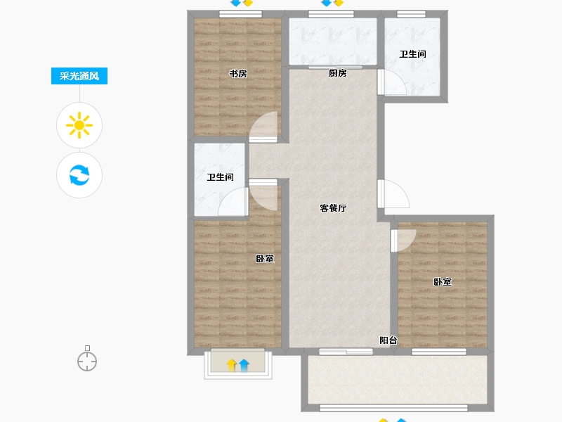 山东省-济宁市-惠民泽缘名府-105.19-户型库-采光通风