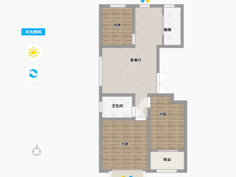 山东省-潍坊市-龙润紫宸华府-81.61-户型库-采光通风