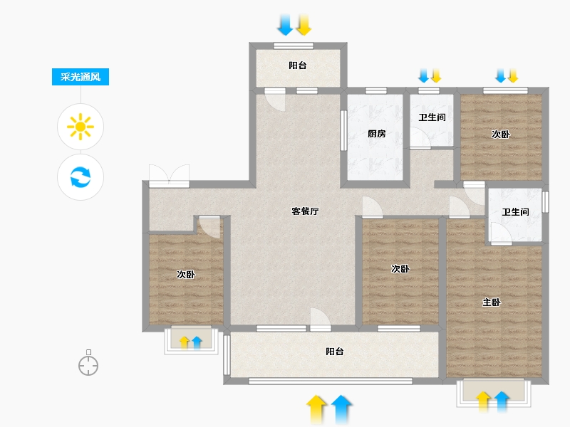 山东省-潍坊市-中南熙悦-128.00-户型库-采光通风