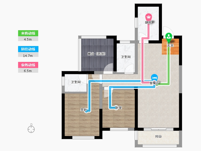 湖南省-长沙市-荣盛岳麓峰景-75.56-户型库-动静线