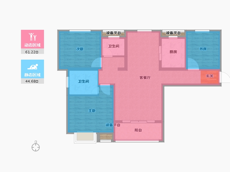 安徽省-宿州市-金城·幸福里-96.00-户型库-动静分区