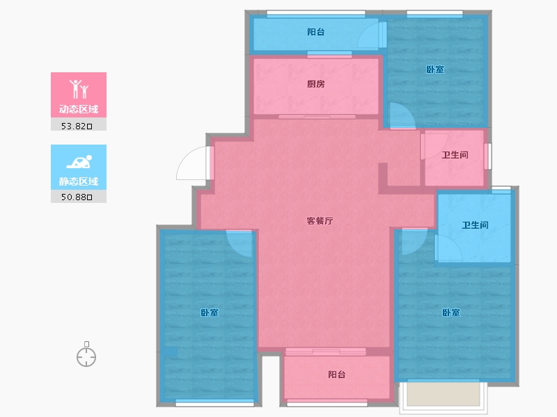 山东省-烟台市-万科翡翠长安-94.00-户型库-动静分区