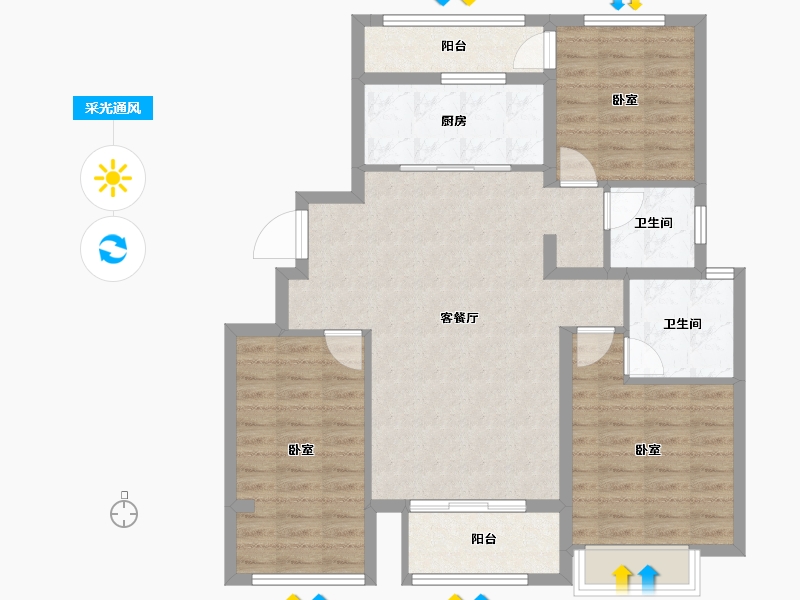 山东省-烟台市-万科翡翠长安-94.00-户型库-采光通风