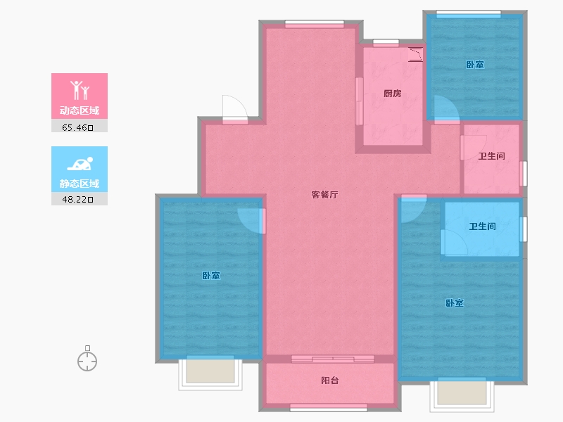 河南省-驻马店市-遂平置地上河府-101.43-户型库-动静分区