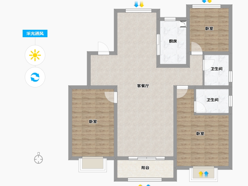 河南省-驻马店市-遂平置地上河府-101.43-户型库-采光通风