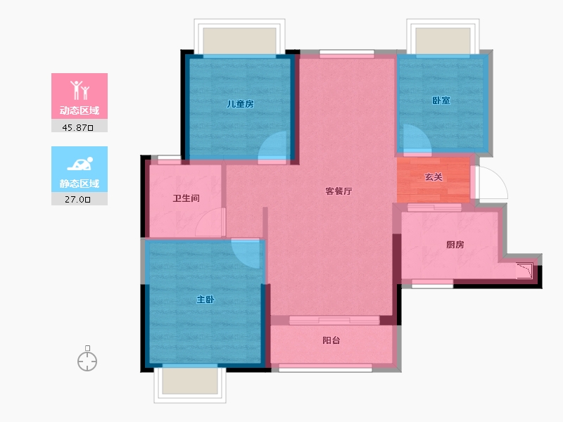 湖南省-长沙市-鸿邦·国际城-64.42-户型库-动静分区