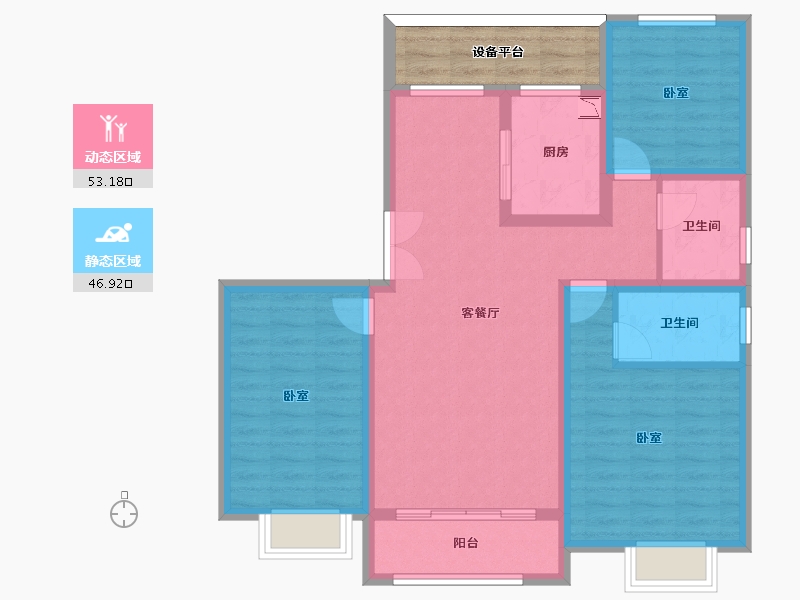 河南省-驻马店市-遂平置地上河府-94.62-户型库-动静分区