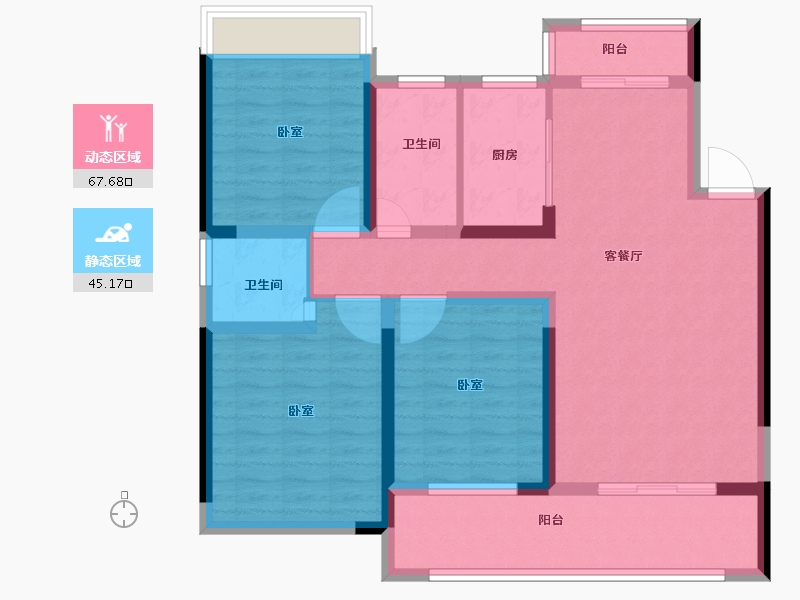 湖北省-黄冈市-升华翡翠御园-100.43-户型库-动静分区