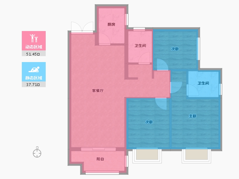 湖南省-株洲市-中建玥熙台-80.16-户型库-动静分区