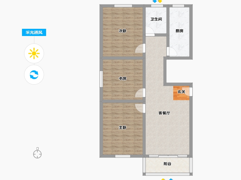 安徽省-宿州市-新都市华庭-90.01-户型库-采光通风