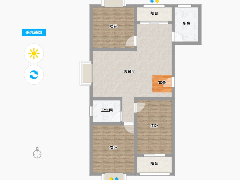 安徽省-宿州市-新都市华庭-94.00-户型库-采光通风