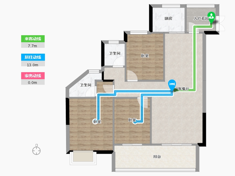 湖南省-株洲市-学府港湾二期-91.34-户型库-动静线