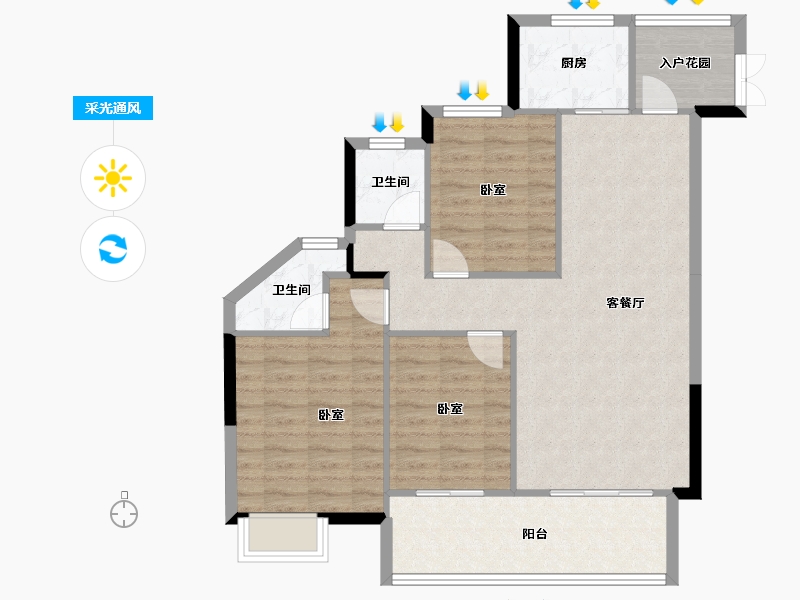 湖南省-株洲市-学府港湾二期-91.34-户型库-采光通风