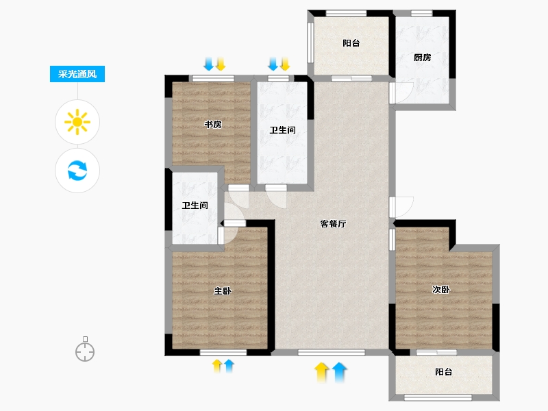 山东省-潍坊市-郡海•悦澜湾-108.71-户型库-采光通风