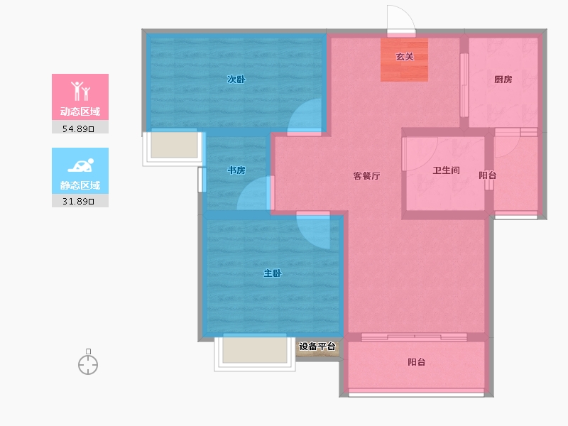 安徽省-宿州市-金城·幸福里-77.20-户型库-动静分区