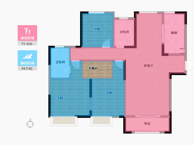 山东省-淄博市-华润中央公园-113.99-户型库-动静分区