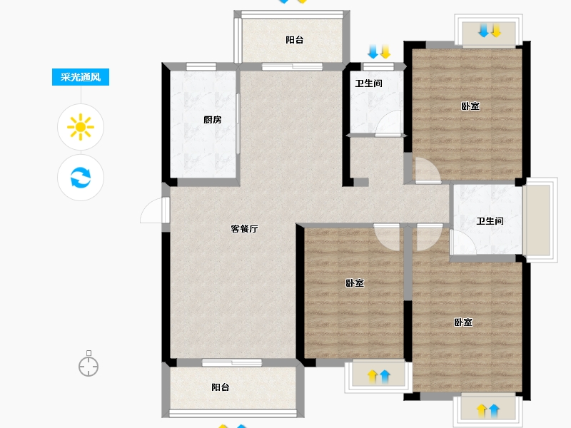 湖北省-黄冈市-皇家翡翠湾-109.99-户型库-采光通风