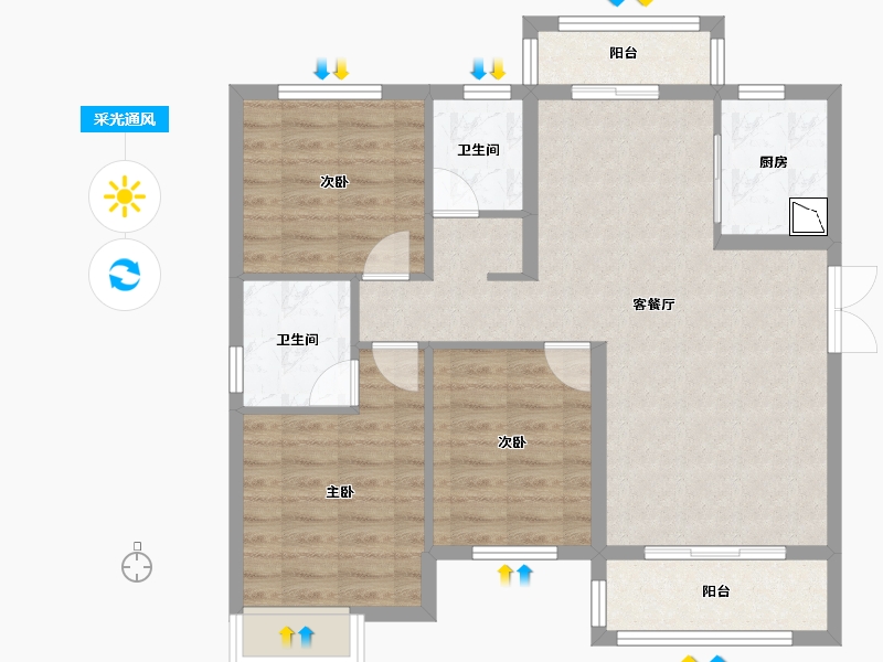 湖南省-株洲市-中建玥熙台-84.58-户型库-采光通风