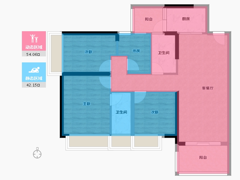 广东省-阳江市-粤沛森林湖C区12栋03户型-85.75-户型库-动静分区