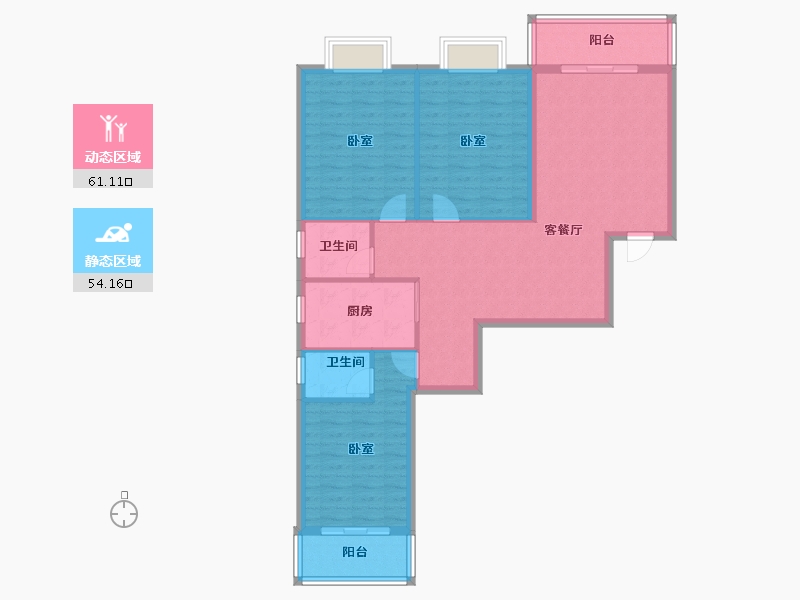 湖北省-咸宁市-桂泉花园-104.62-户型库-动静分区