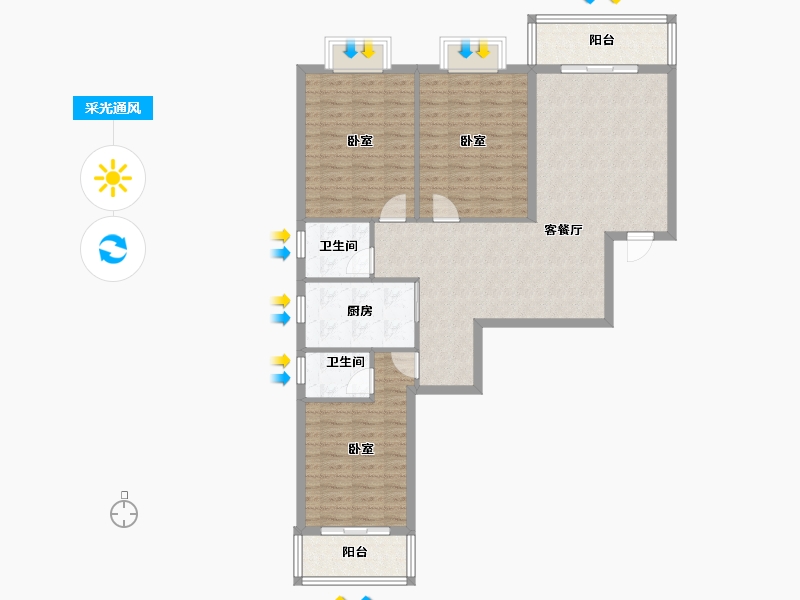 湖北省-咸宁市-桂泉花园-104.62-户型库-采光通风