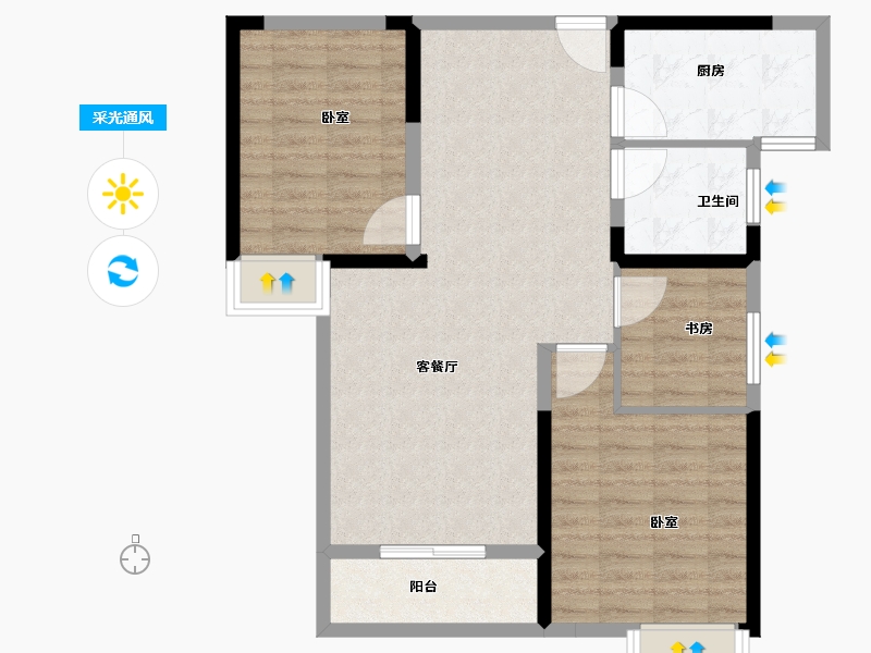 湖北省-黄冈市-皇家翡翠湾-82.00-户型库-采光通风