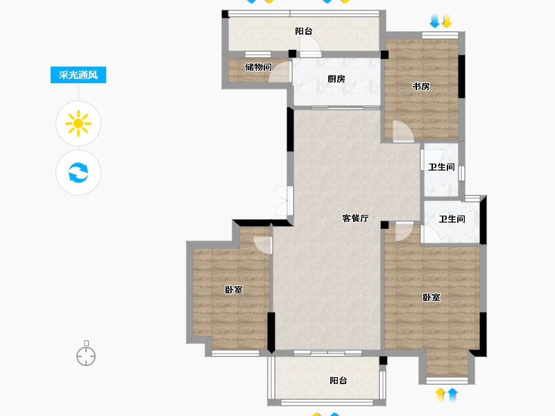 湖北省-黄冈市-中港水岸新城-101.72-户型库-采光通风