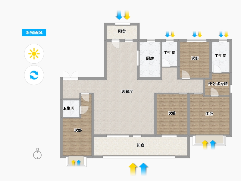 山东省-潍坊市-中南熙悦-144.00-户型库-采光通风