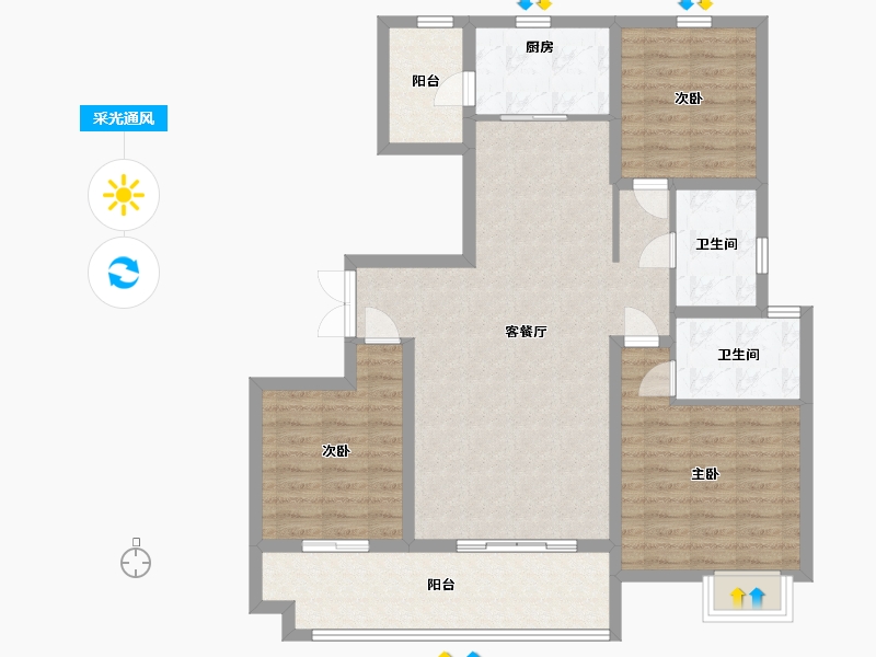 山东省-临沂市-儒辰·掌舵东岸-104.00-户型库-采光通风