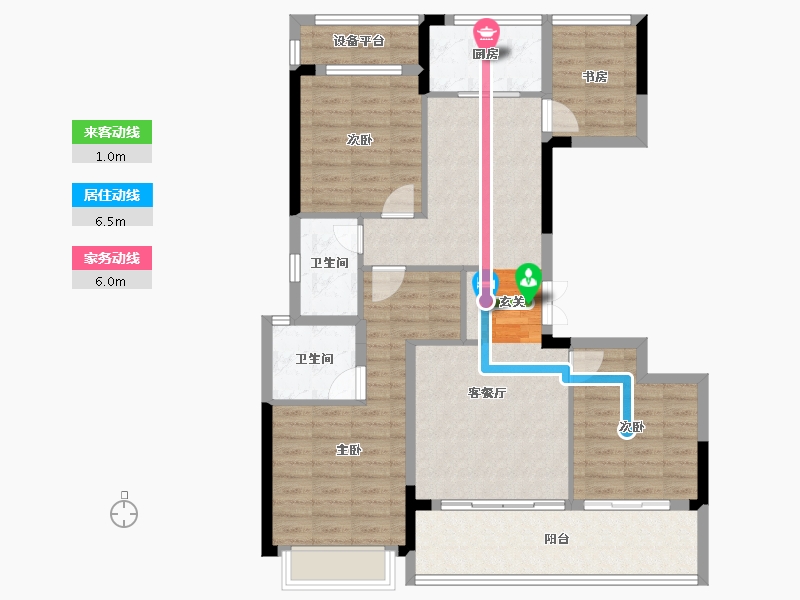 浙江省-台州市-蓝城澄园-104.00-户型库-动静线