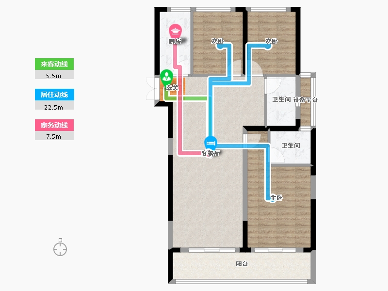 浙江省-台州市-蓝城澄园-96.00-户型库-动静线