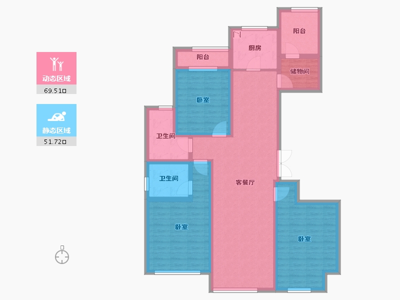 山东省-潍坊市-城嘉梓童家园-106.53-户型库-动静分区