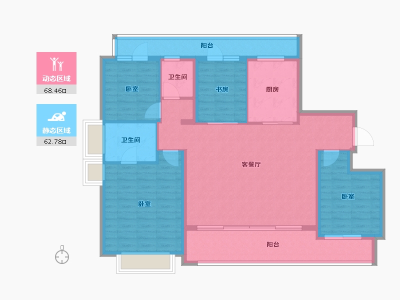 山东省-烟台市-万科翡翠长安-118.30-户型库-动静分区