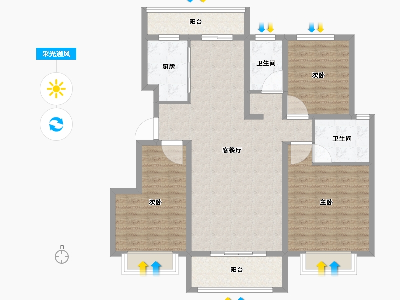 山东省-威海市-山能伴山首府-104.25-户型库-采光通风