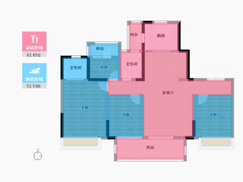 湖南省-株洲市-株洲醴陵旗滨•公园里-102.81-户型库-动静分区