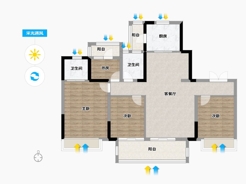 湖南省-株洲市-株洲醴陵旗滨•公园里-102.81-户型库-采光通风