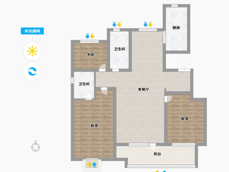 山东省-济宁市-保利时光印象-101.00-户型库-采光通风