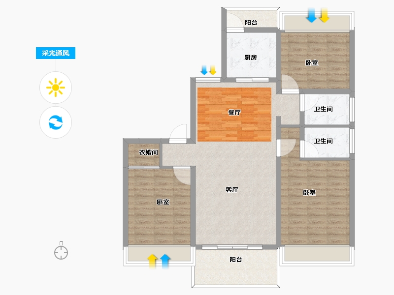 河南省-信阳市-龙盘置业·盛世豪庭-104.00-户型库-采光通风