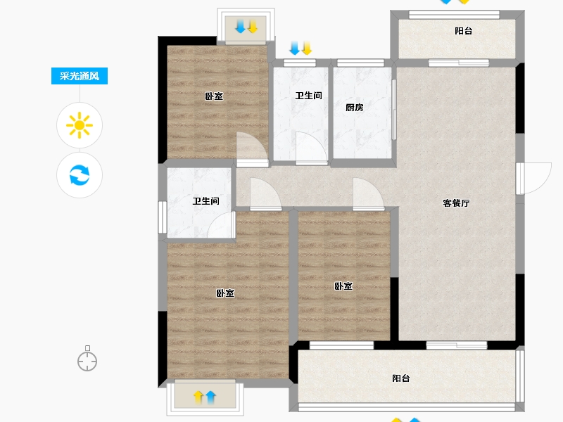 湖北省-黄冈市-广济府-100.99-户型库-采光通风