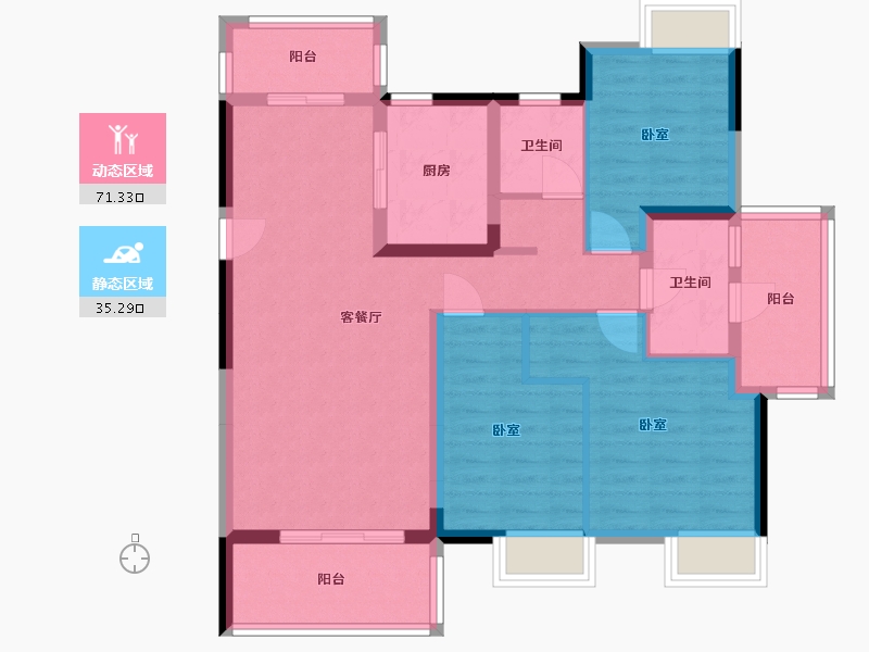 湖北省-宜昌市-宜都清江之星-94.68-户型库-动静分区