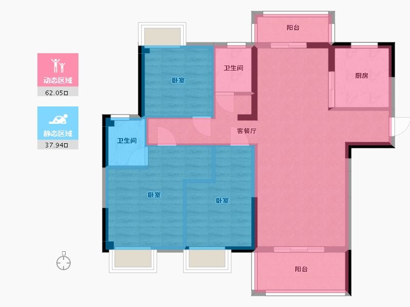 湖北省-宜昌市-宜都清江之星-89.19-户型库-动静分区