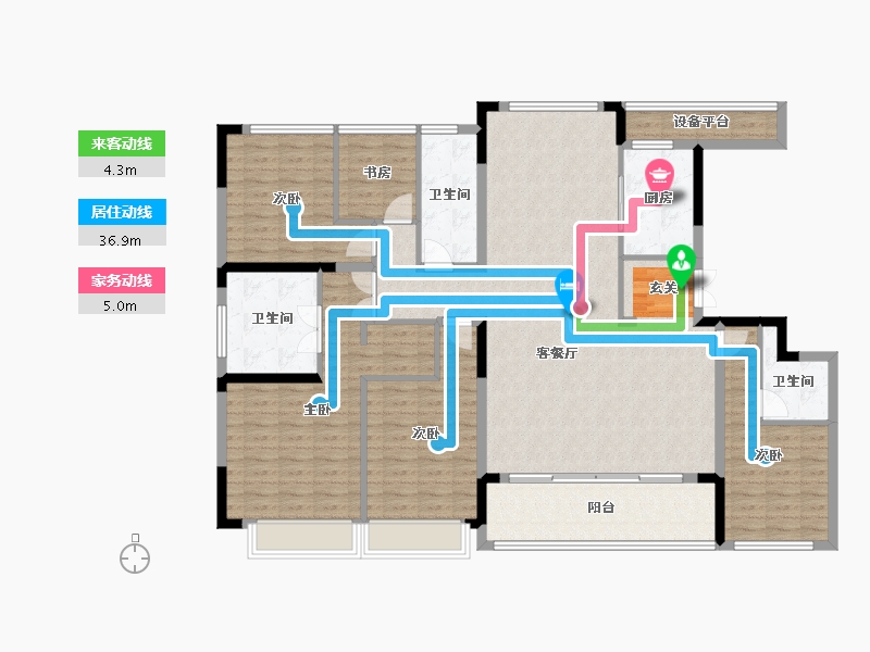 浙江省-台州市-蓝城澄园-154.99-户型库-动静线